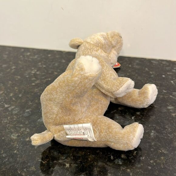 TY Beanie Baby Almond the Beige Bear 1999 Babies Plush Doll Shiny Black Eyes - Picture 10 of 13